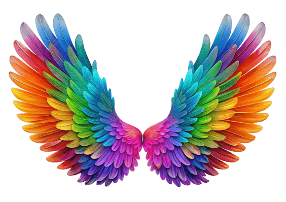 3D Avatar Rainbow Pride Wings PNG for Creative Use
