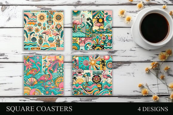 Abstract Beach Patterns, Square Coasters: A Digital Design Solution for Creative and Commercial Use