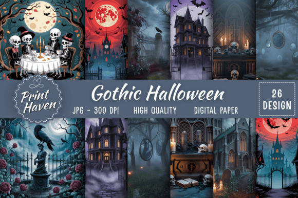 Gothic Halloween Junk Journal Pages: Eerie & Elegant Designs