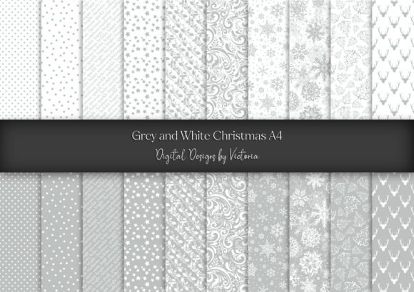 Grey and White Christmas A4 Collection: 20 High-Resolution JPG Sheets for Creative Projects