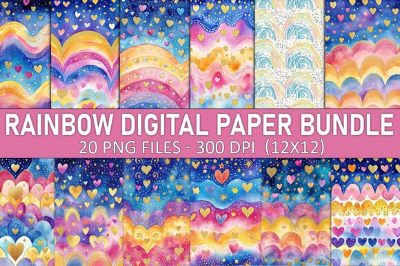 Rainbow Digital Paper, PNG Design Bundle: A Creative Tool for Vibrant Projects
