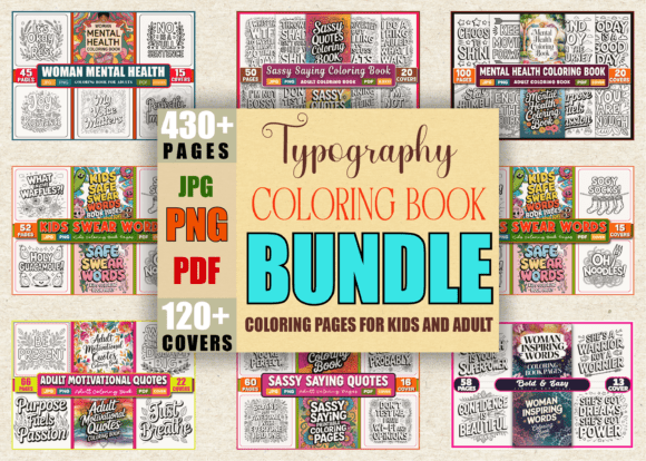 Typography Coloring Book Bundle - 7 in 1: A Designer’s Creative Powerhouse